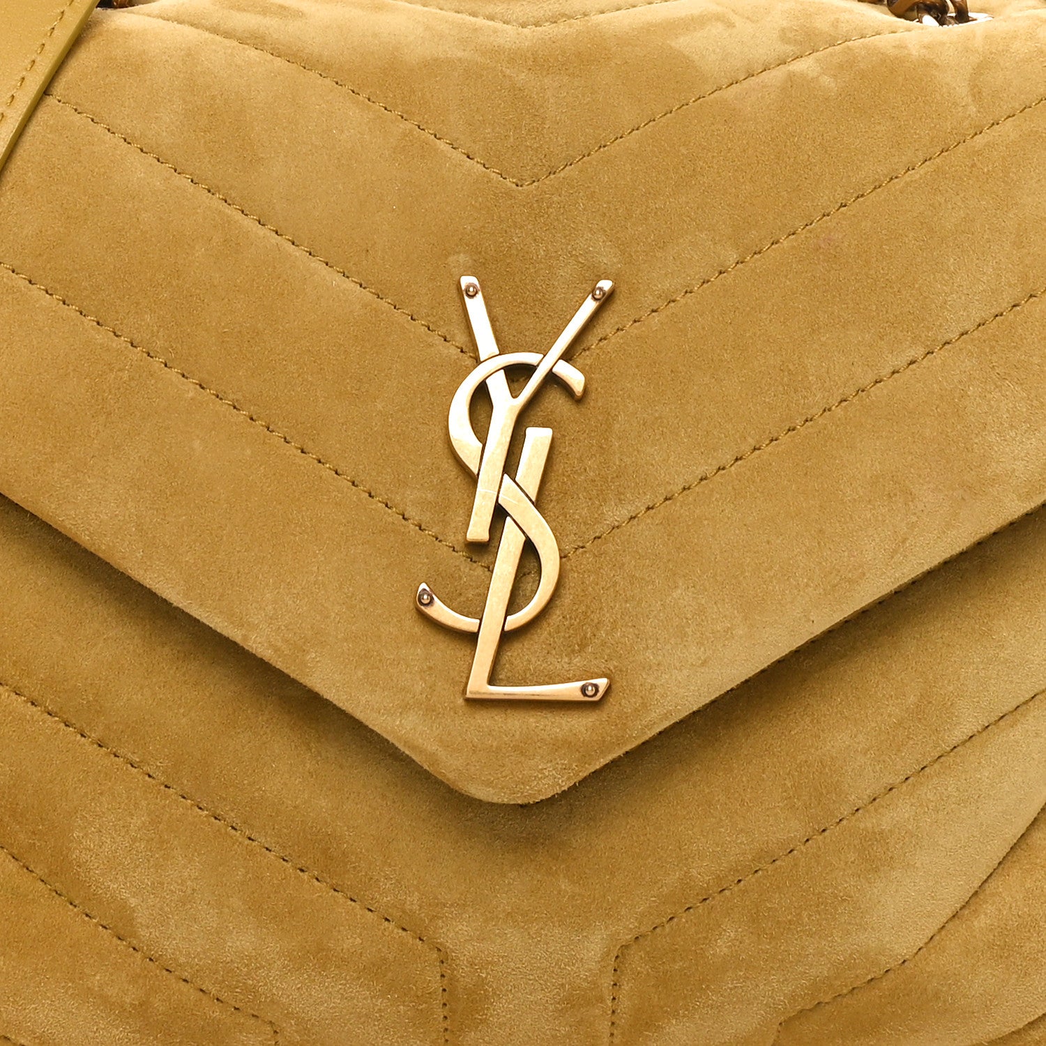 Saint Laurent Suede Y Quilted Monogram Small Loulou Shoulder Bag Chartreuse 8 of 10