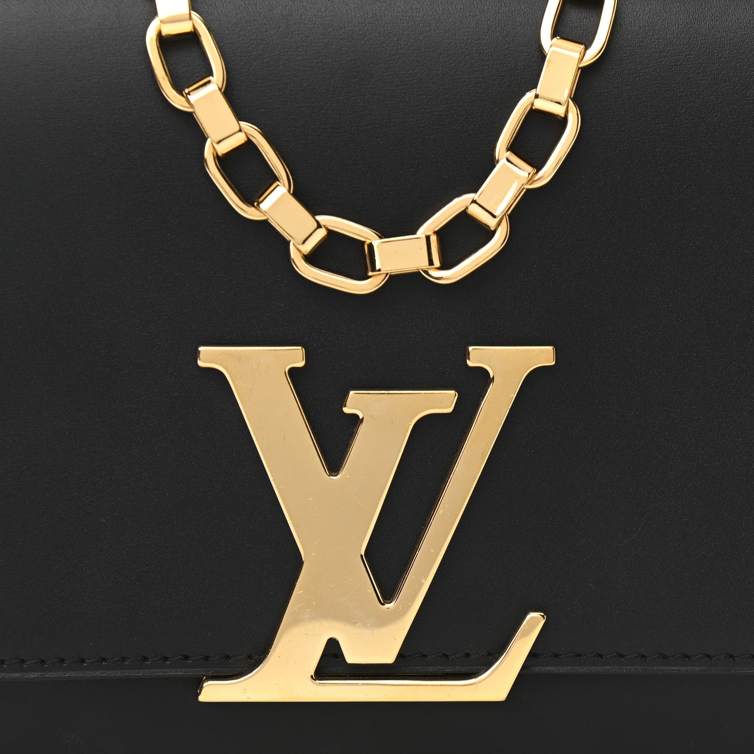 Louis Vuitton Calfskin Chain Louise GM Black 8 of 11