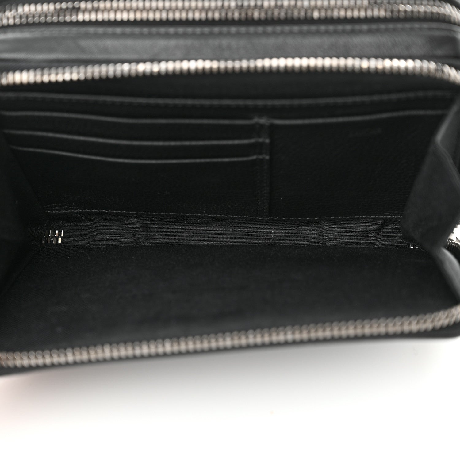 Christian Dior Grained Calfskin CD Icon Zipped Pouch With Strap Black 5 of 12