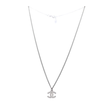 Chanel Crystal Timeless CC Necklace Silver 2 of 4
