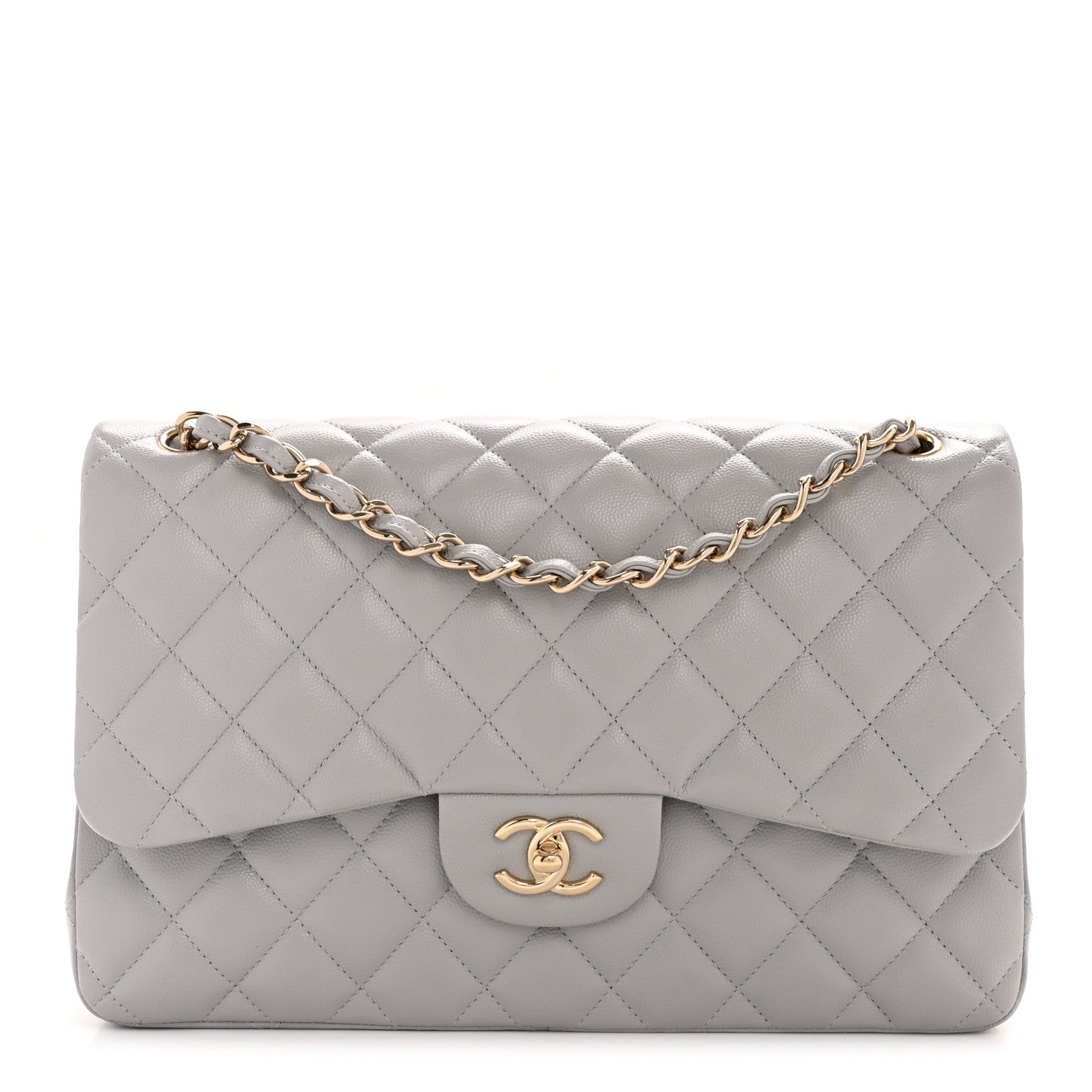 Chanel Caviar Quilted Jumbo Double Flap Grey 1 of 14