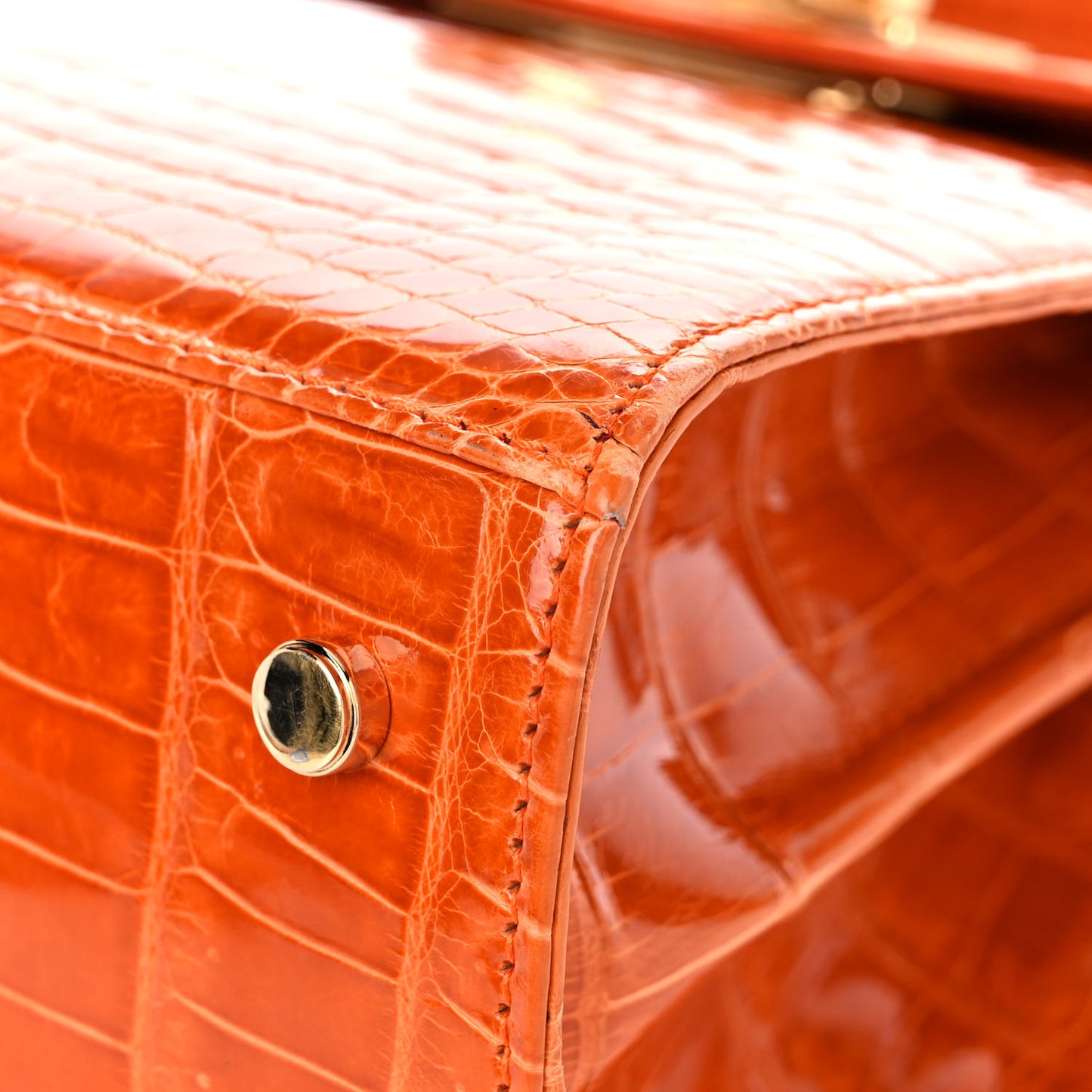 Crocodile Gancini 2-Way Top Handle Bag Orange