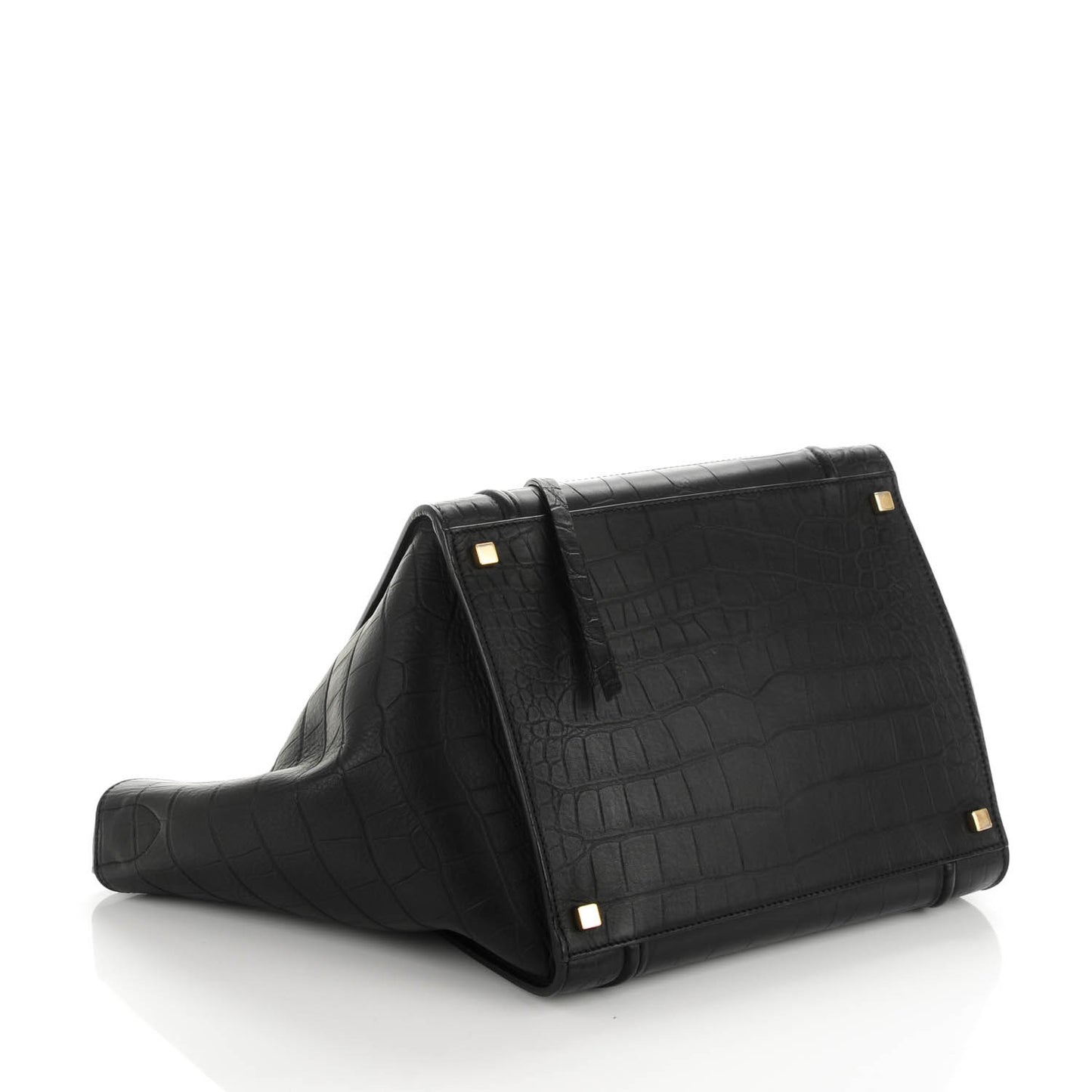 Crocodile Embossed Calfskin Medium Phantom Luggage Black