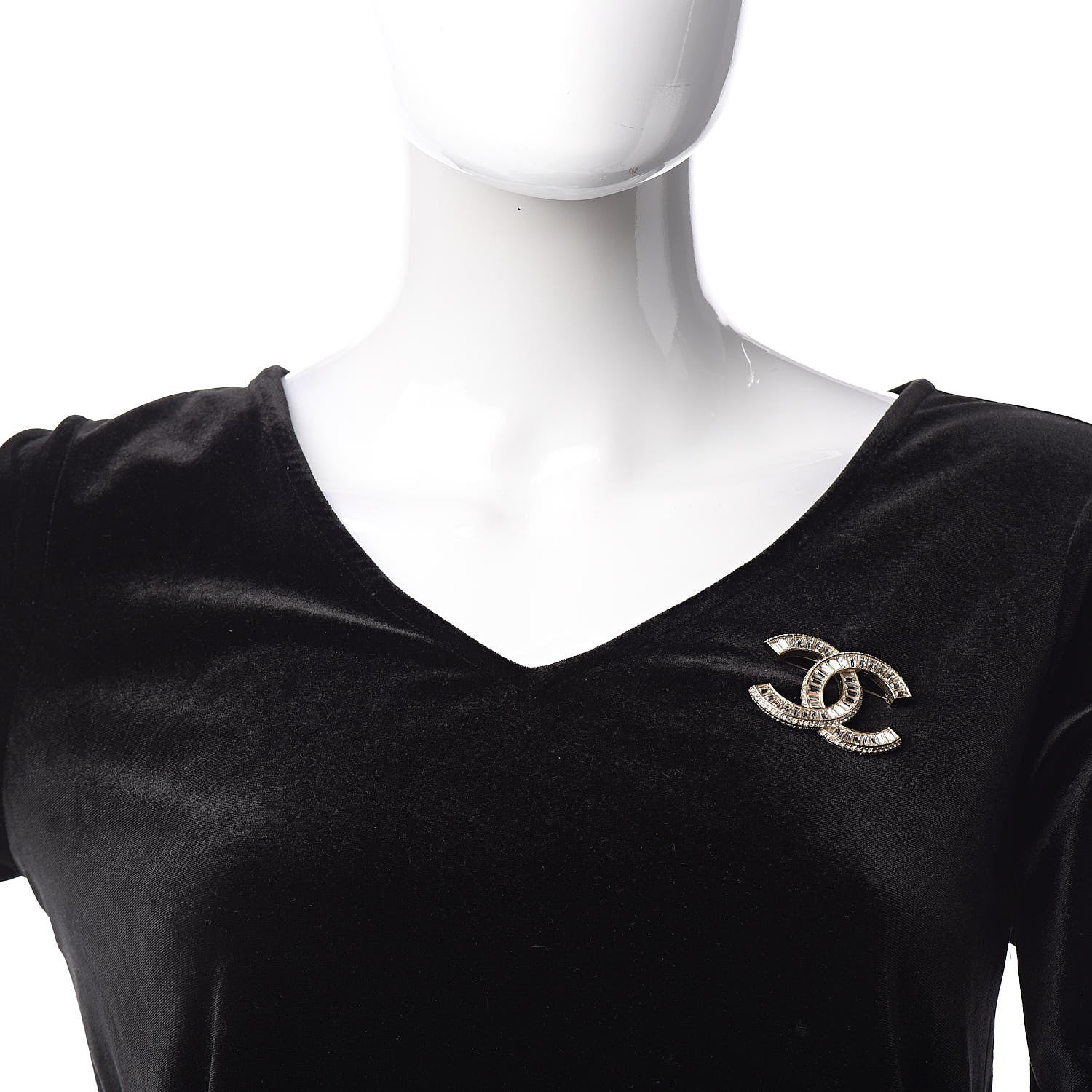 Chanel Baguette Crystal CC Brooch Gold 2 of 5