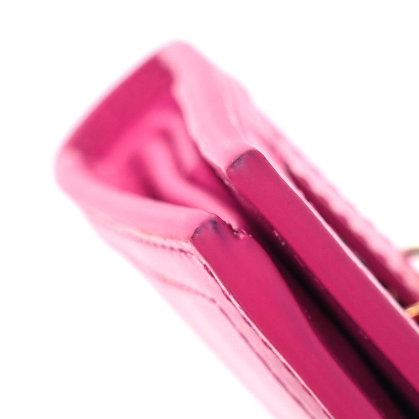 Calfskin Greca Bi Fold Wallet Glossy Pink