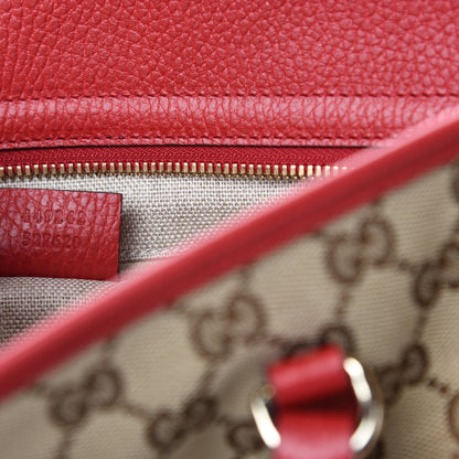 Gucci Monogram Bree Zippered Tote Beige Red 9 of 10