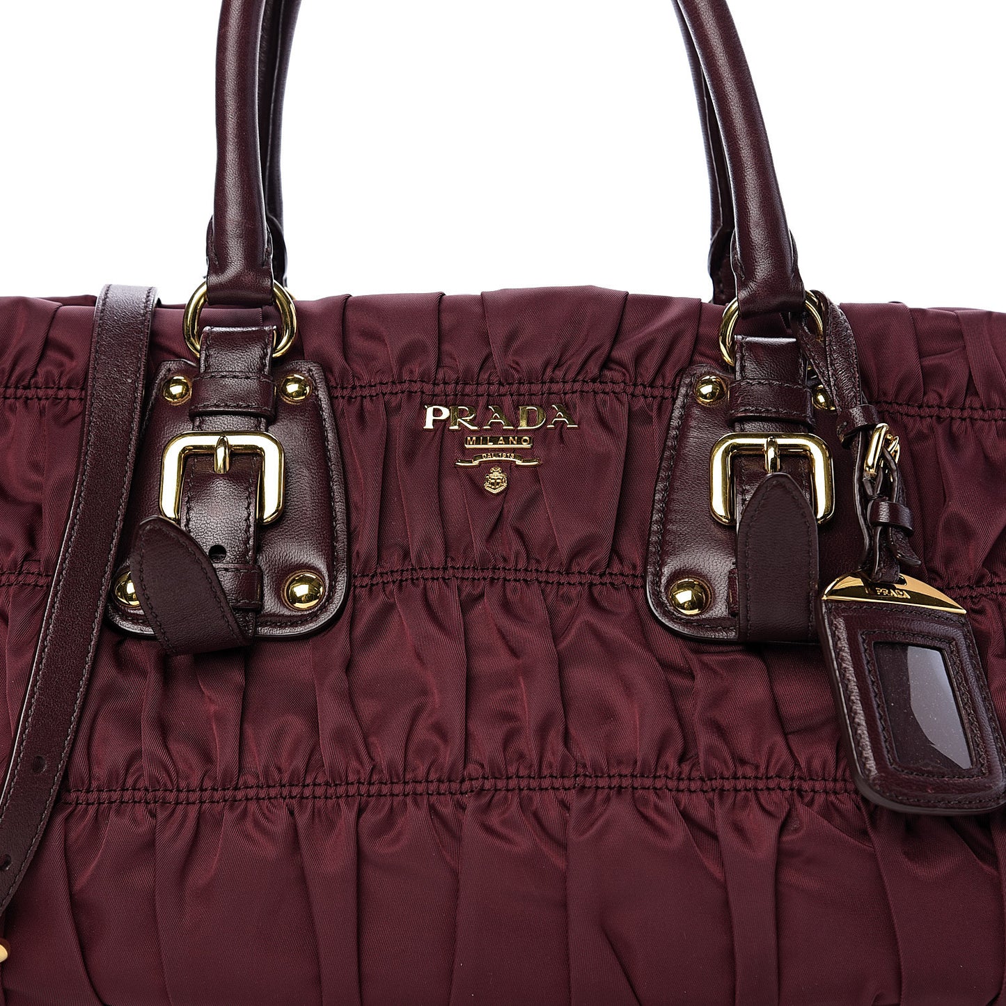 Tessuto Nylon Nappa Gaufre Shopping Satchel Granato