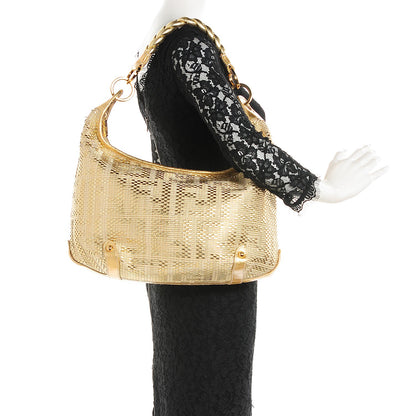 Fendi Zucca Woven Forever Hobo Gold 2 of 9
