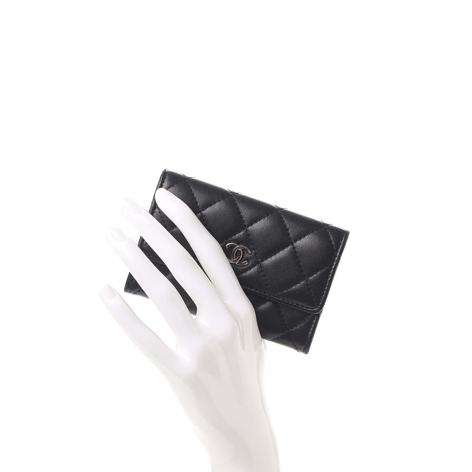 Chanel Lambskin Quilted Flap Card Holder Black 2 of 9