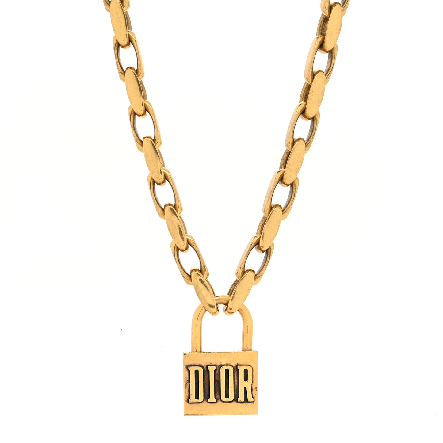 Metal Lucky Locket Choker Necklace Aged Gold