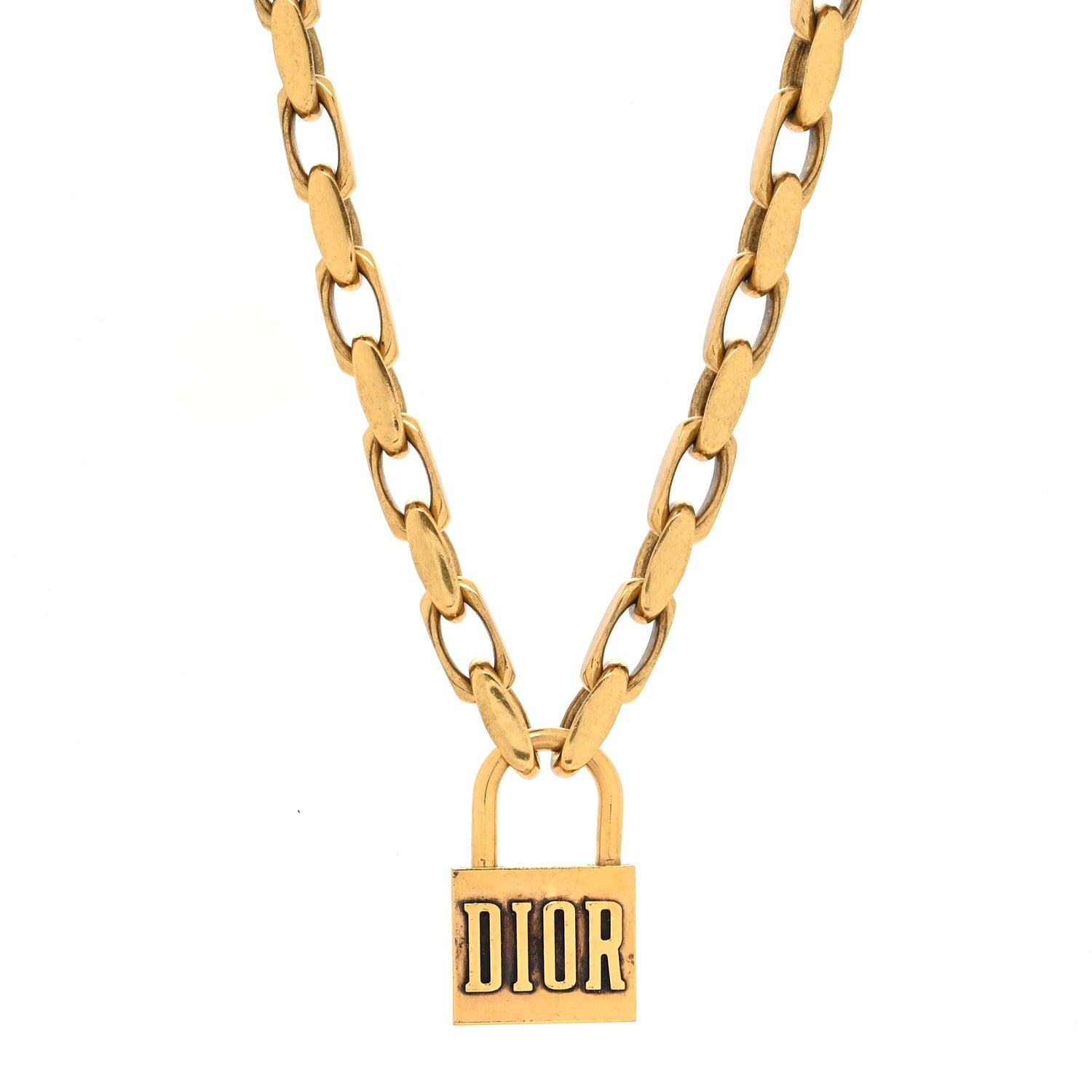 Christian Dior Metal Lucky Locket Choker Necklace Aged Gold 1 of 5