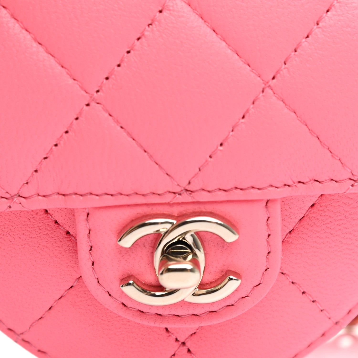 Chanel Lambskin Quilted CC In Love Heart Waist Belt Bag With Chain Pink 9 of 12