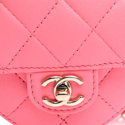 Chanel Lambskin Quilted CC In Love Heart Waist Belt Bag With Chain Pink 9 of 12