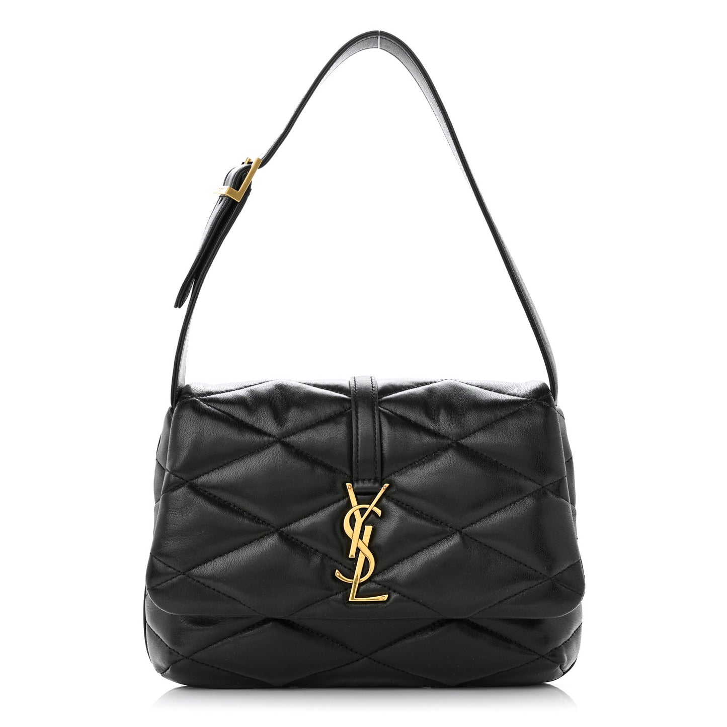 Lambskin Quilted Le 57 Diamond Shoulder Bag Black
