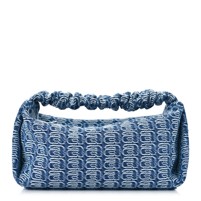 Alexander Wang Jacquard Denim Monogram Small Scrunchie Bag Vintage Indigo 1 of 8
