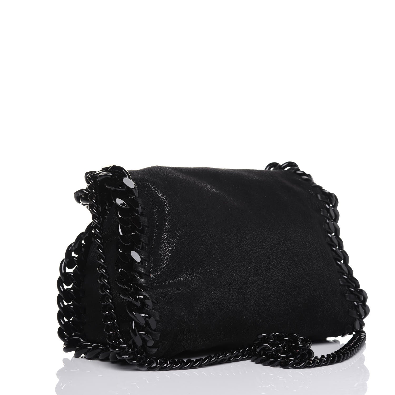 Stella McCartney Shaggy Deer Mini Falabella Fold Over Tote Black 4 of 10