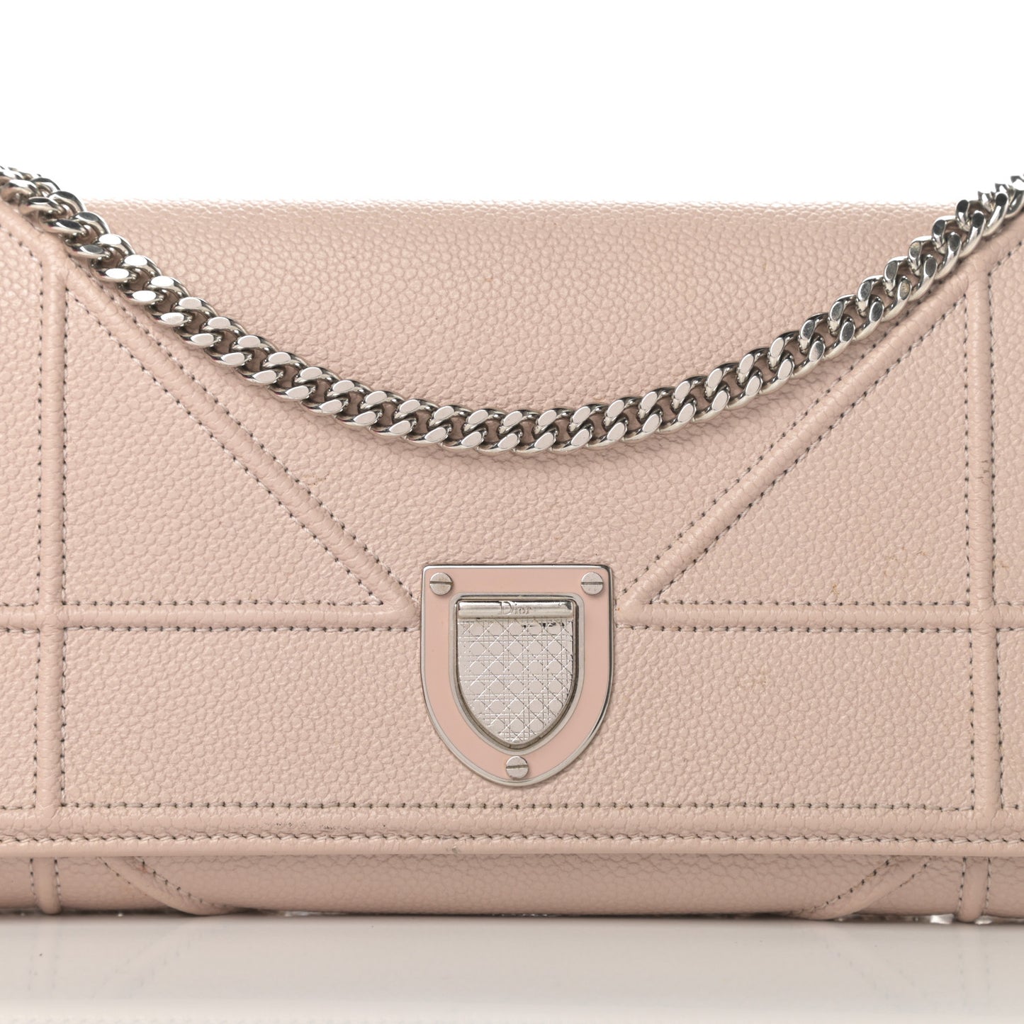 Grained Calfskin Diorama Croisiere Chain Wallet Rose Poudre