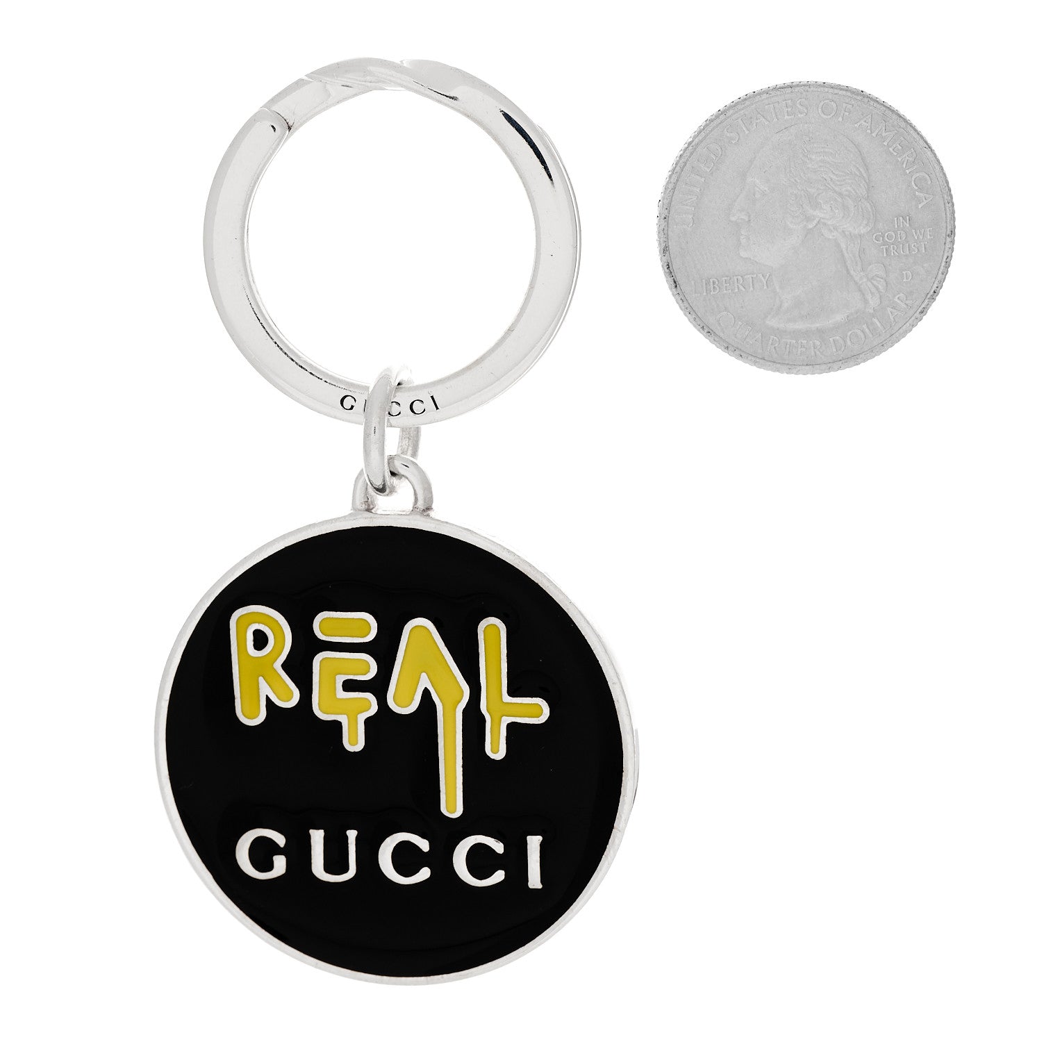 Gucci Sterling Silver Enamel Ghost Real Key Chain Yellow Black 2 of 4