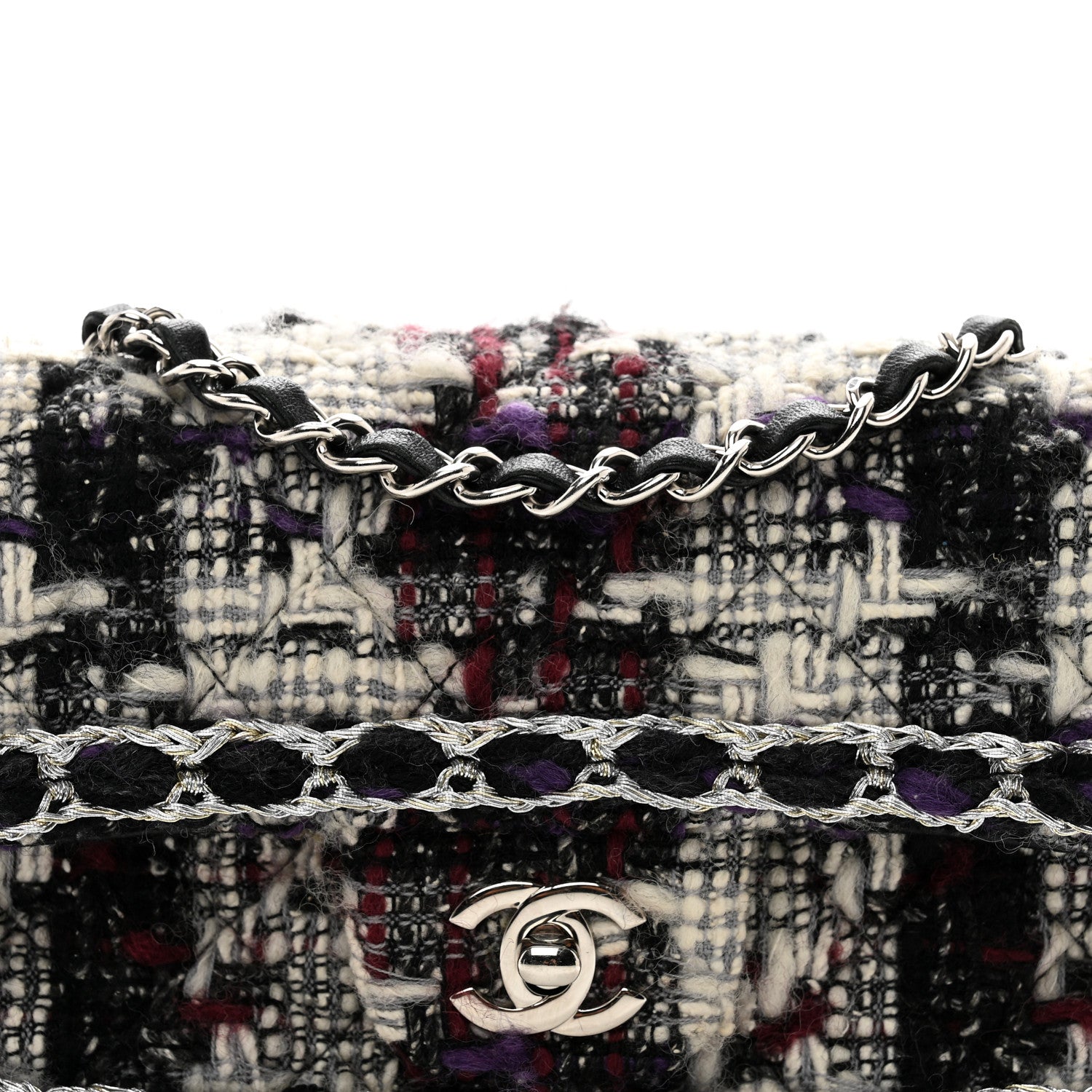 Chanel Tweed Quilted Mini Rectangular Flap Black White Multicolor 5 of 10