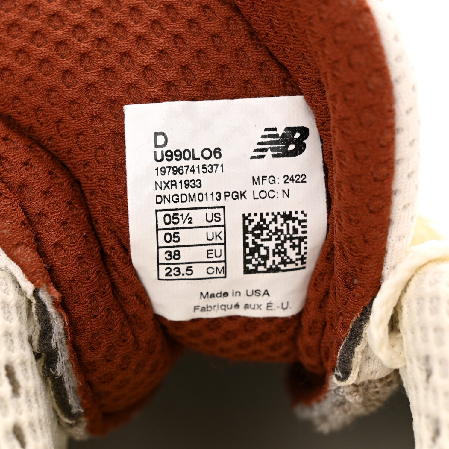 Loro Piana X NEW BALANCE Suede Pecora Wool Calfskin 990v6 Sneakers 5.5 Beige 7 of 9