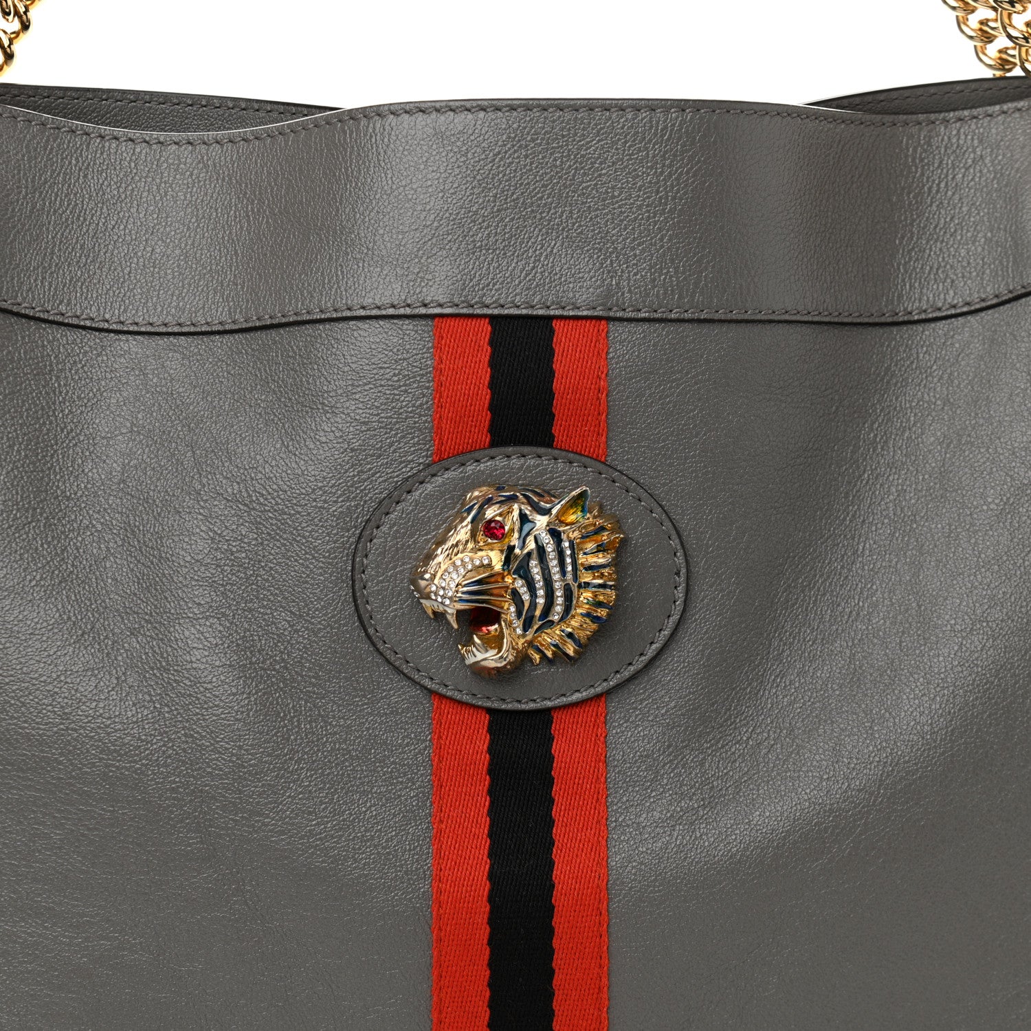 Gucci Calfskin Large Rajah Chain Tote Grey 9 of 11