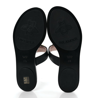 Gucci Calfskin GG Marmont Thong Sandals 41.5 Black 5 of 9