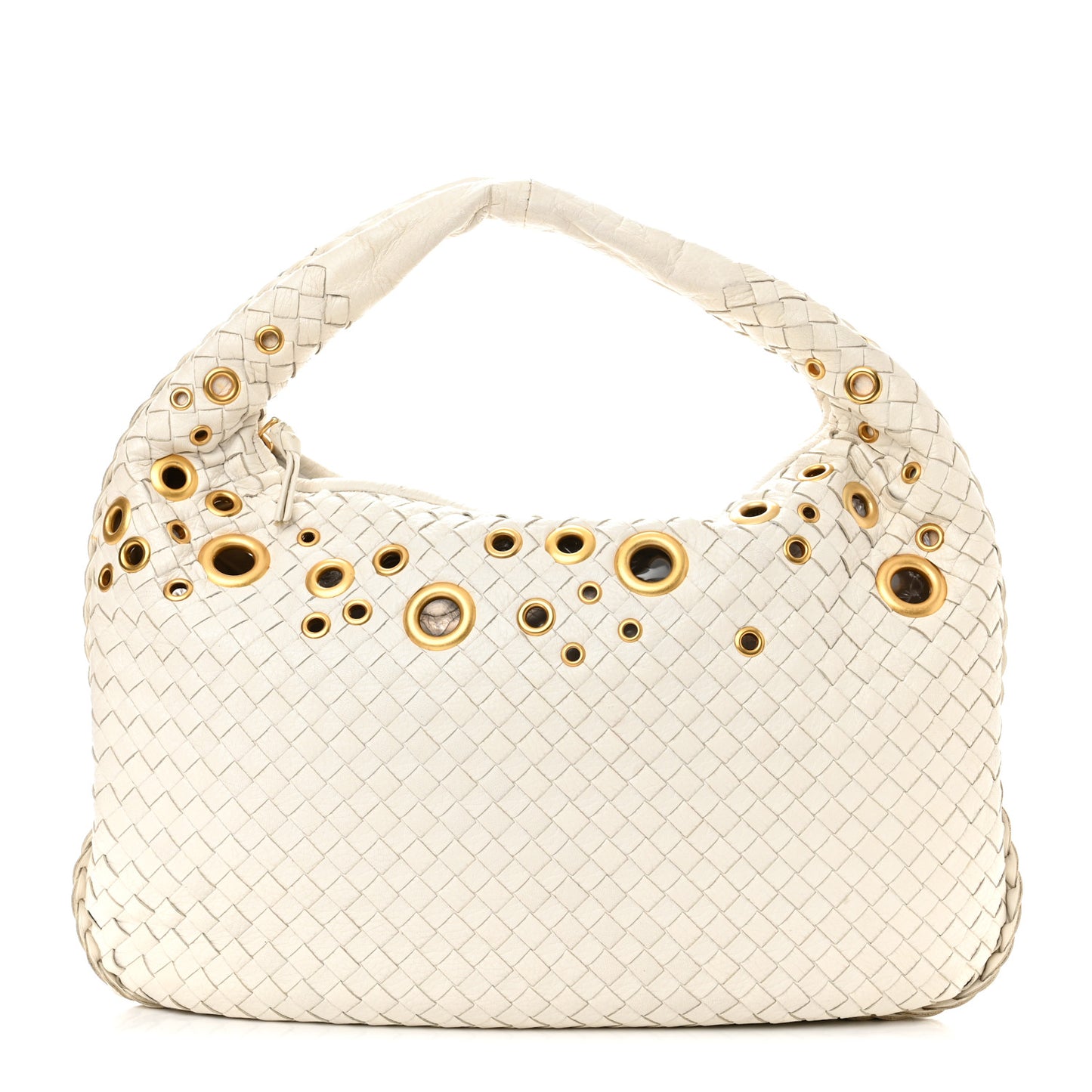 Nappa Intrecciato Medium Veneta Grommet Hobo White