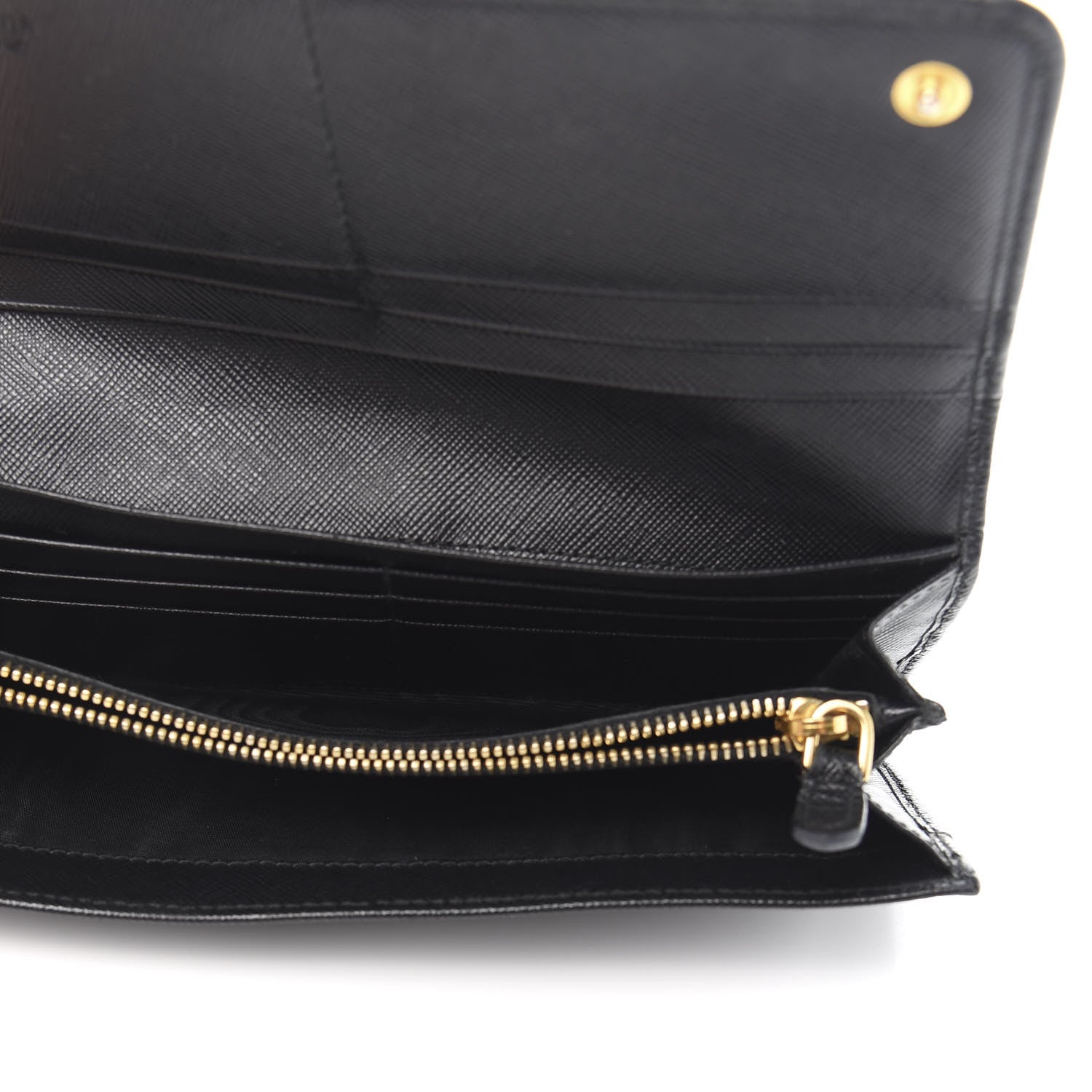 Prada Saffiano Metal Continental Flap Wallet Black 5 of 8