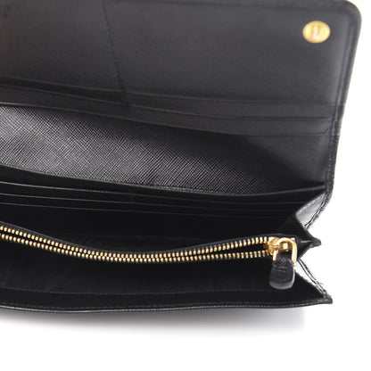 Prada Saffiano Metal Continental Flap Wallet Black 5 of 8