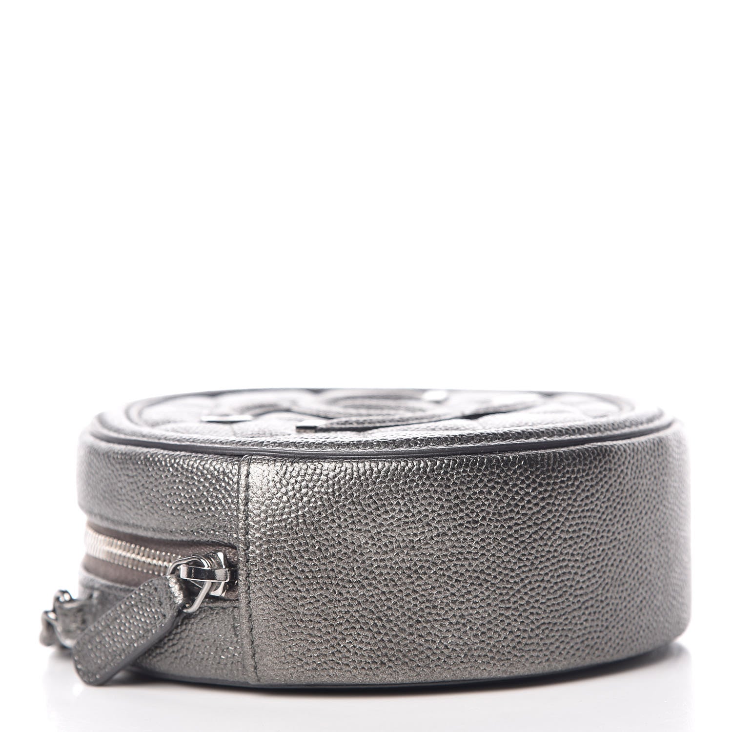 Chanel Metallic Caviar Quilted Round Filigree Crossbody Dark Silver 4 of 8