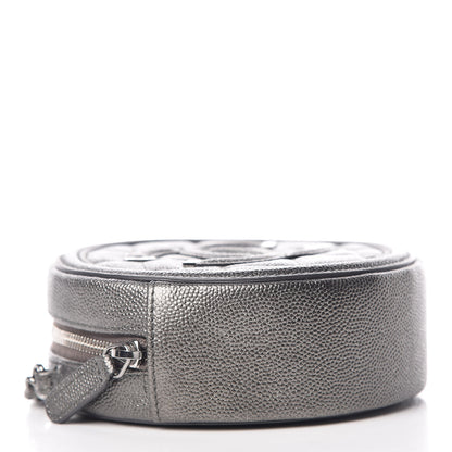 Chanel Metallic Caviar Quilted Round Filigree Crossbody Dark Silver 4 of 8