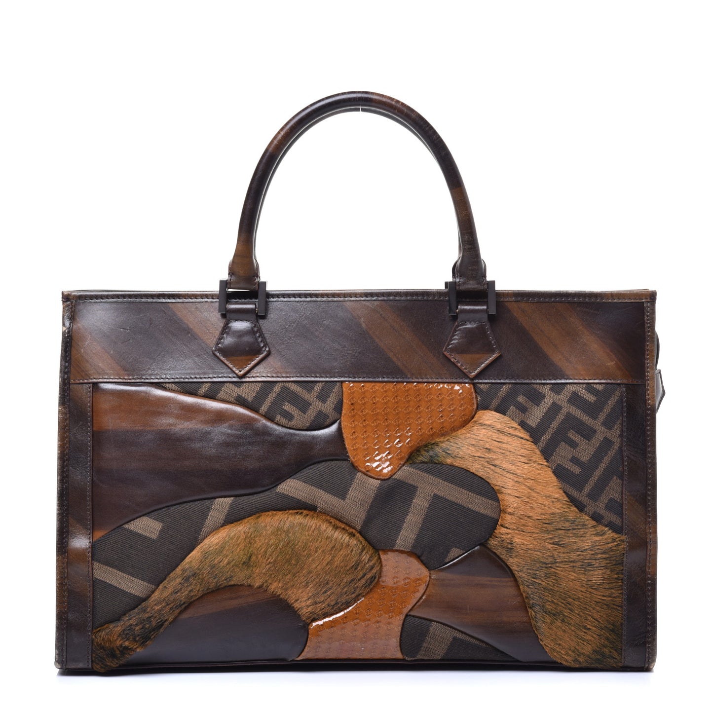Vitello Pillow Patchwork Shopper Tobacco Multicolor