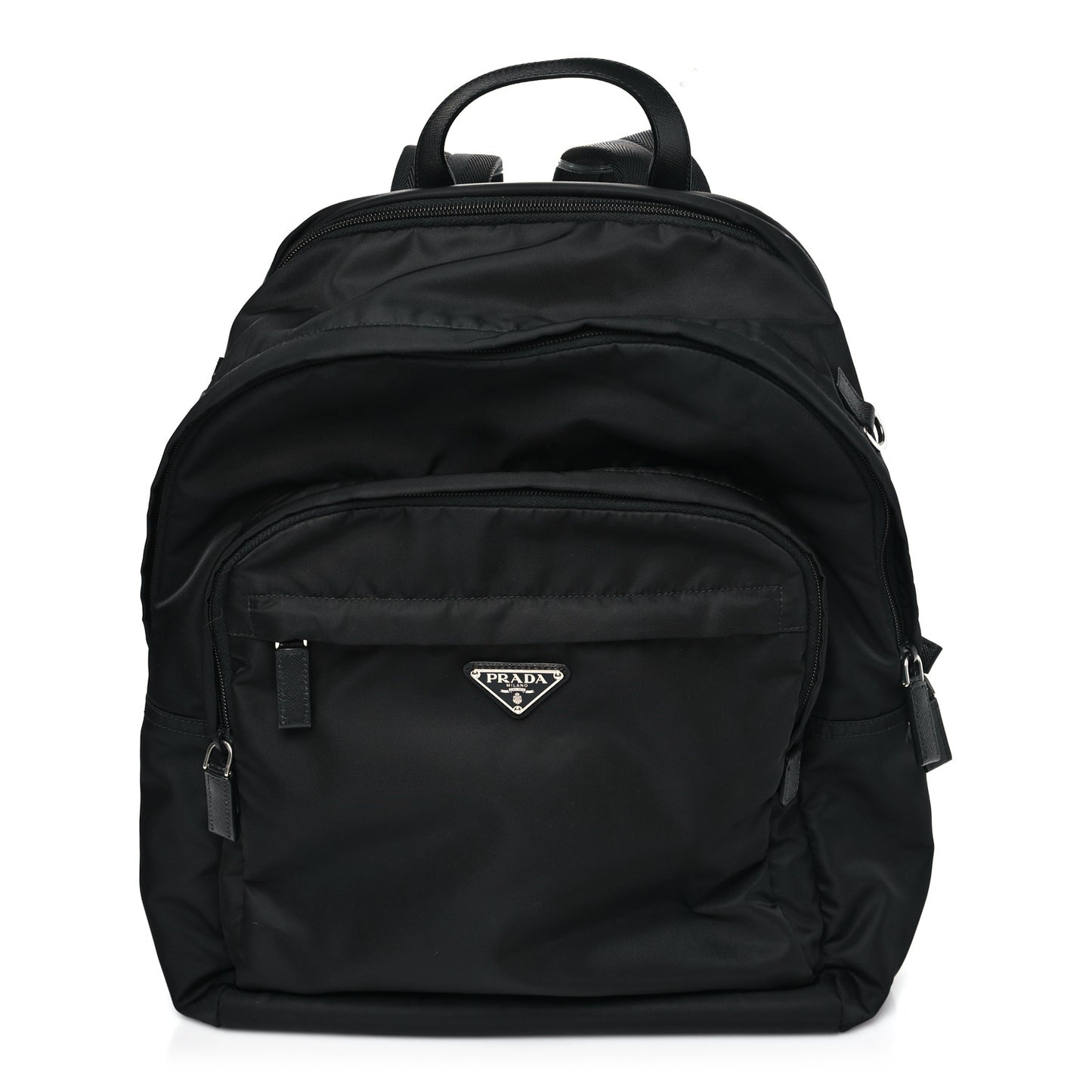 Re-Nylon Saffiano Zip Backpack Black