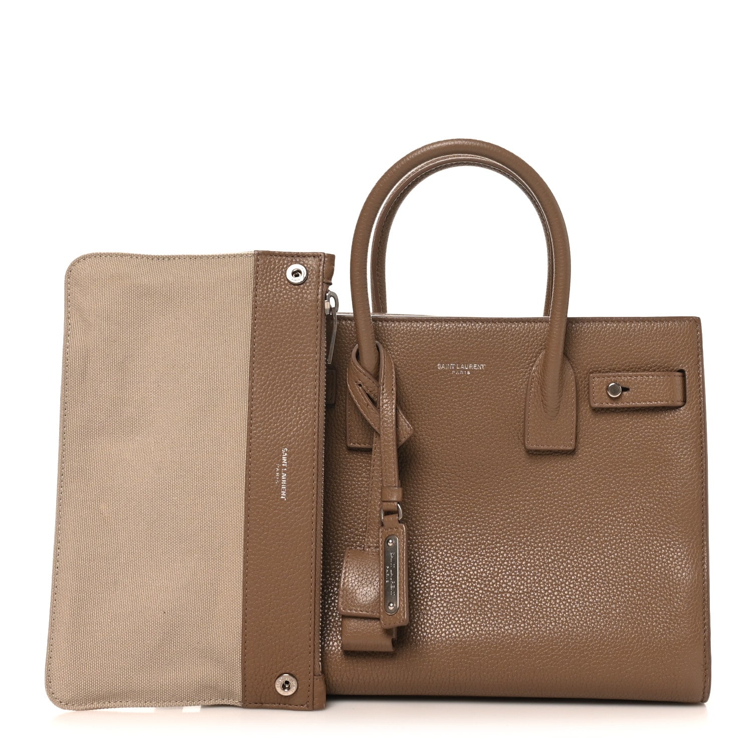 Saint Laurent Grained Calfskin Baby Sac De Jour Souple Dark Beige 3 of 12
