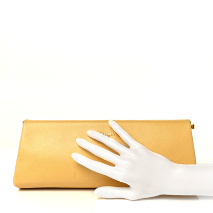 Prada Saffiano Lux East West Frame Clutch Ginestra 2 of 12