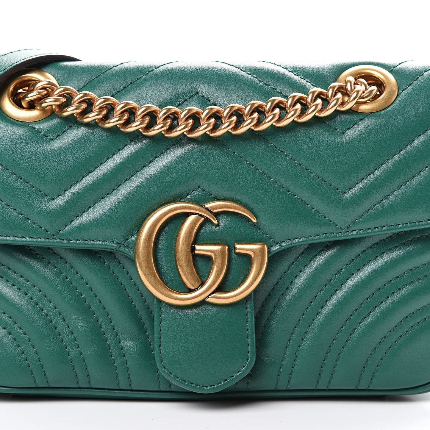 Calfskin Matelasse Mini GG Marmont Shoulder Bag Emerald Green