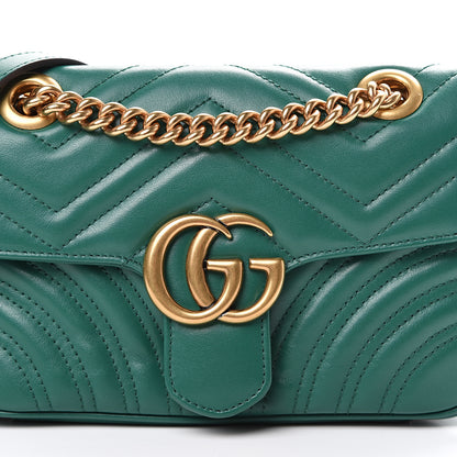 Gucci Calfskin Matelasse Mini GG Marmont Shoulder Bag Emerald Green 7 of 9