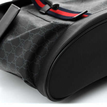 Gucci Soft GG Supreme Monogram Calfskin Web Double Buckle Backpack Black 10 of 13