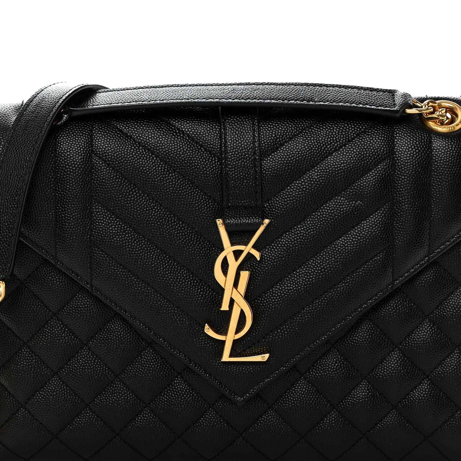 Saint Laurent Grain De Poudre Textured Mixed Matelasse Triquilt Medium Monogram Satchel Black 7 of 9