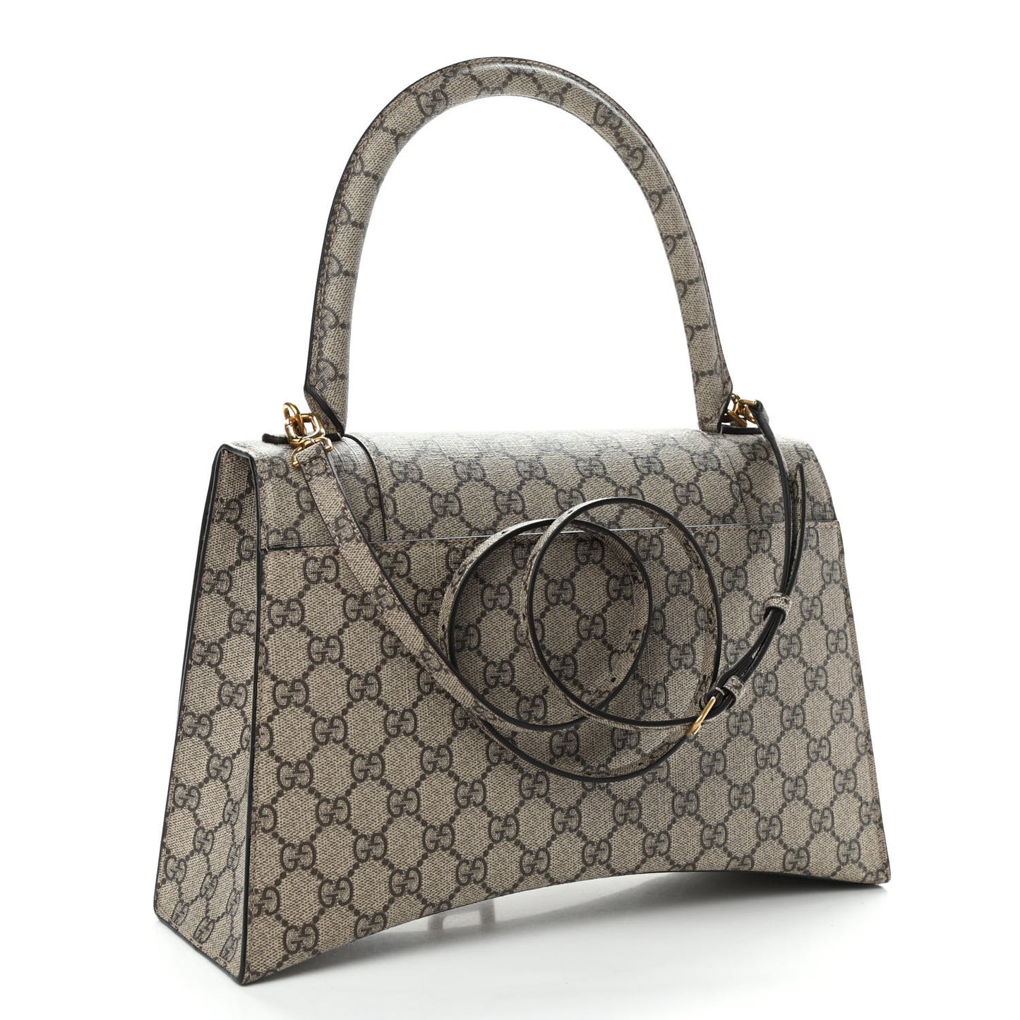 X GUCCI GG Supreme Monogram Medium Hourglass Top Handle Bag Beige Ebony
