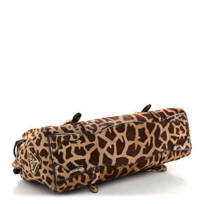 Prada Calf Hair Cavallino Giraffe Print Easy Foldover Pushlock Satchel Sabbia Moro 4 of 12