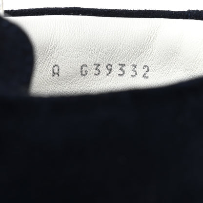 Chanel Suede Kidskin Patent Calfskin Chain Lace Up Boots 37 Dark Navy Blue Black 6 of 9
