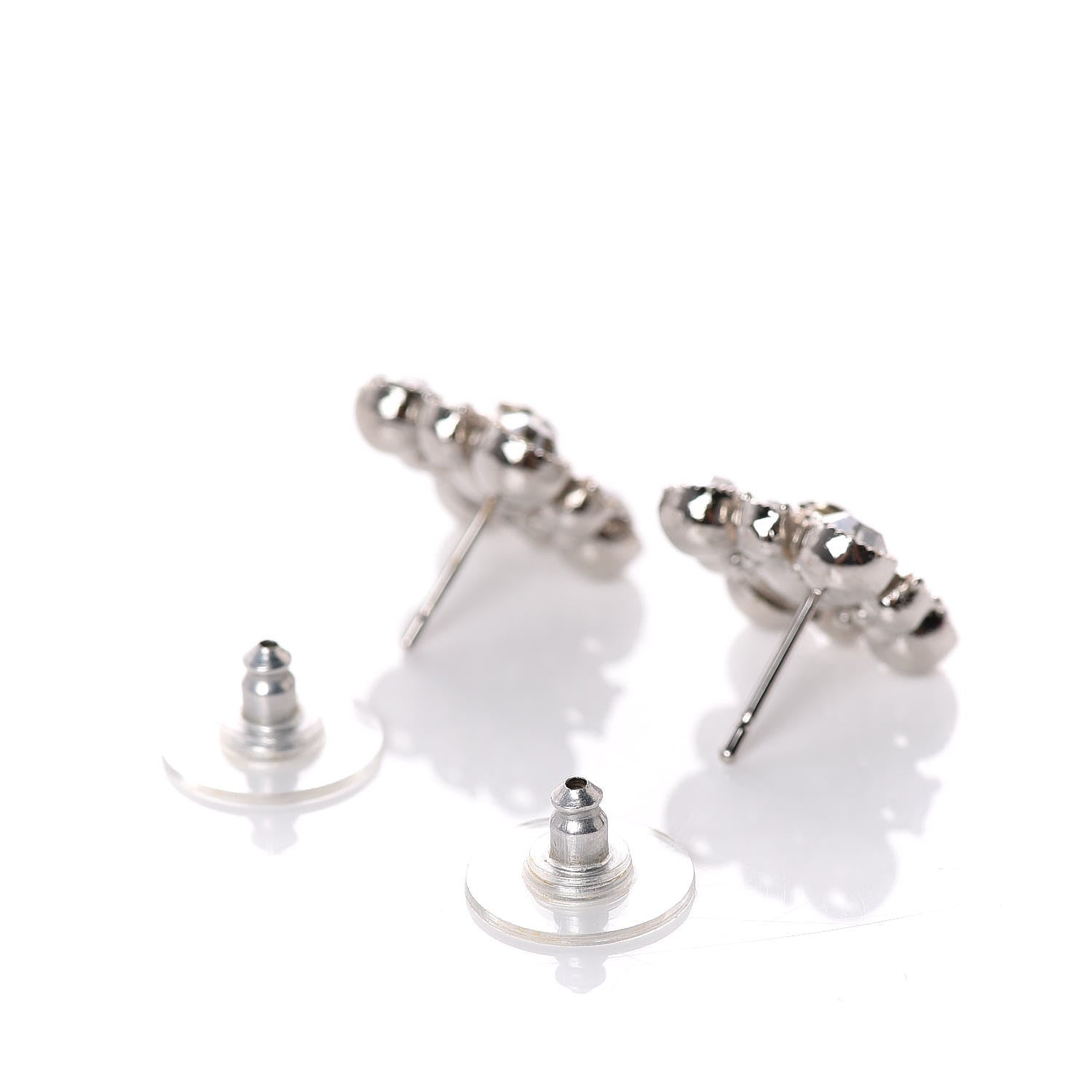 Chanel Crystal CC Earrings Silver 3 of 4