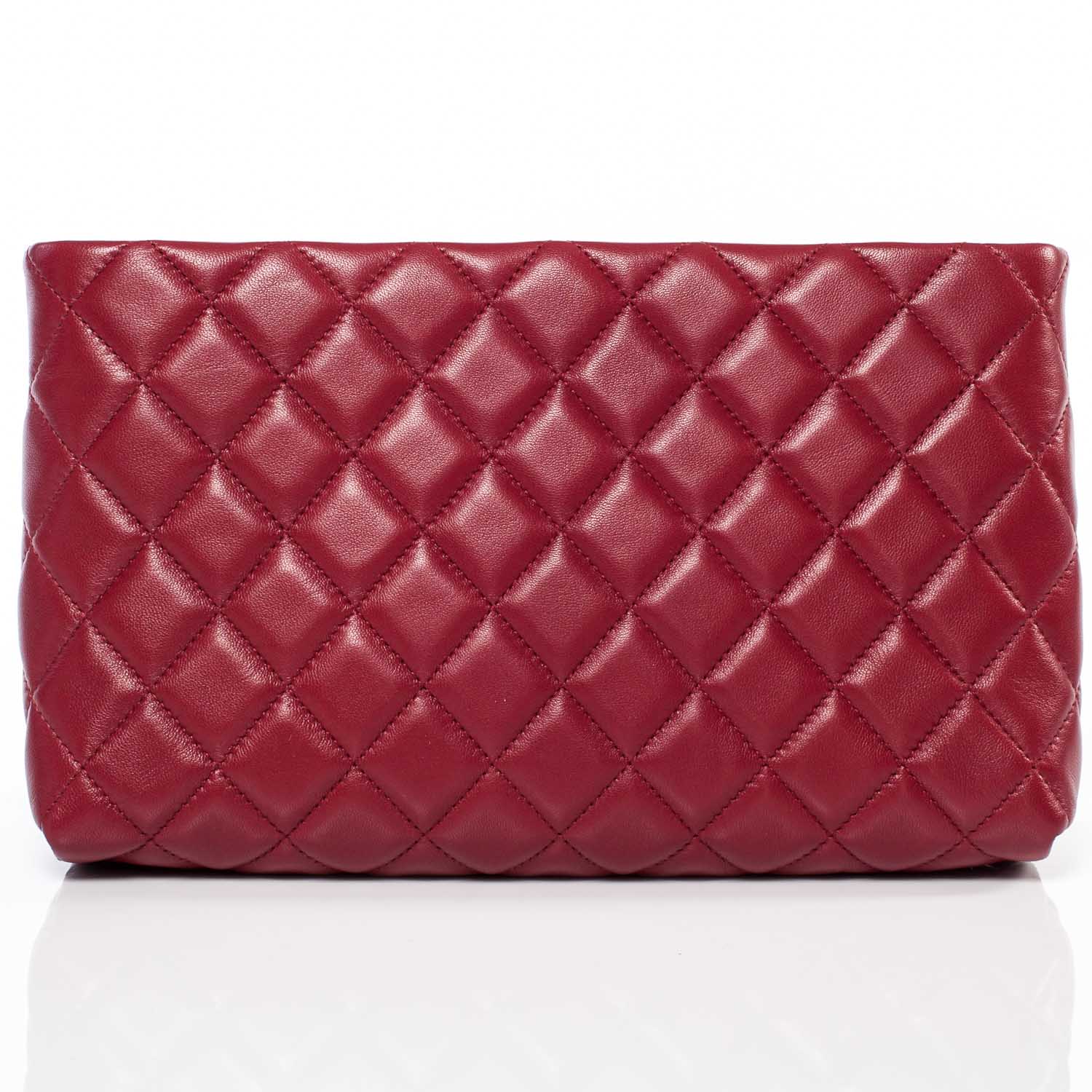 Chanel Lambskin Quilted Clutch Red 1 of 9