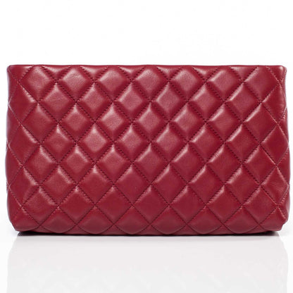 Chanel Lambskin Quilted Clutch Red 1 of 9