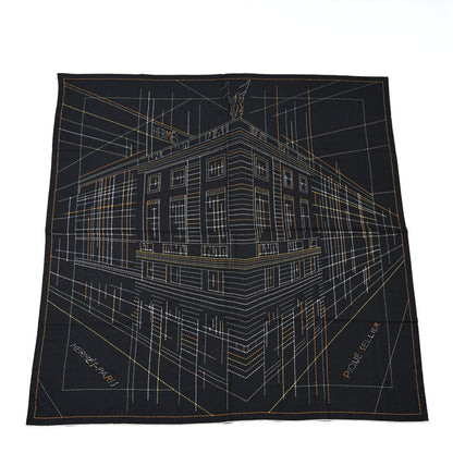 Hermes Silk Embroidered Giant Pique Sellier Scarf 140 Caban Vert Jaune 1 of 5