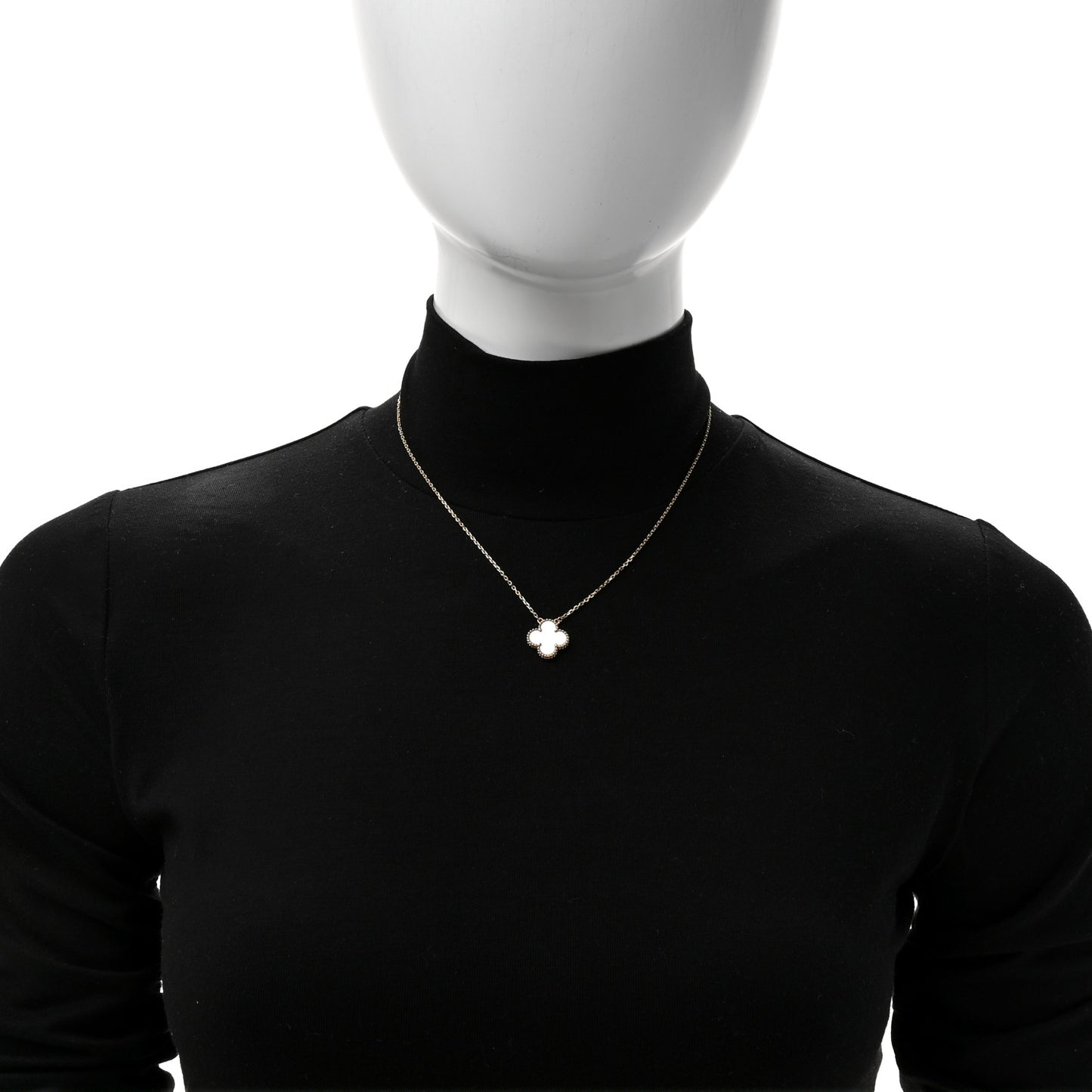 18K Yellow Gold Mother of Pearl Vintage Alhambra Pendant Necklace