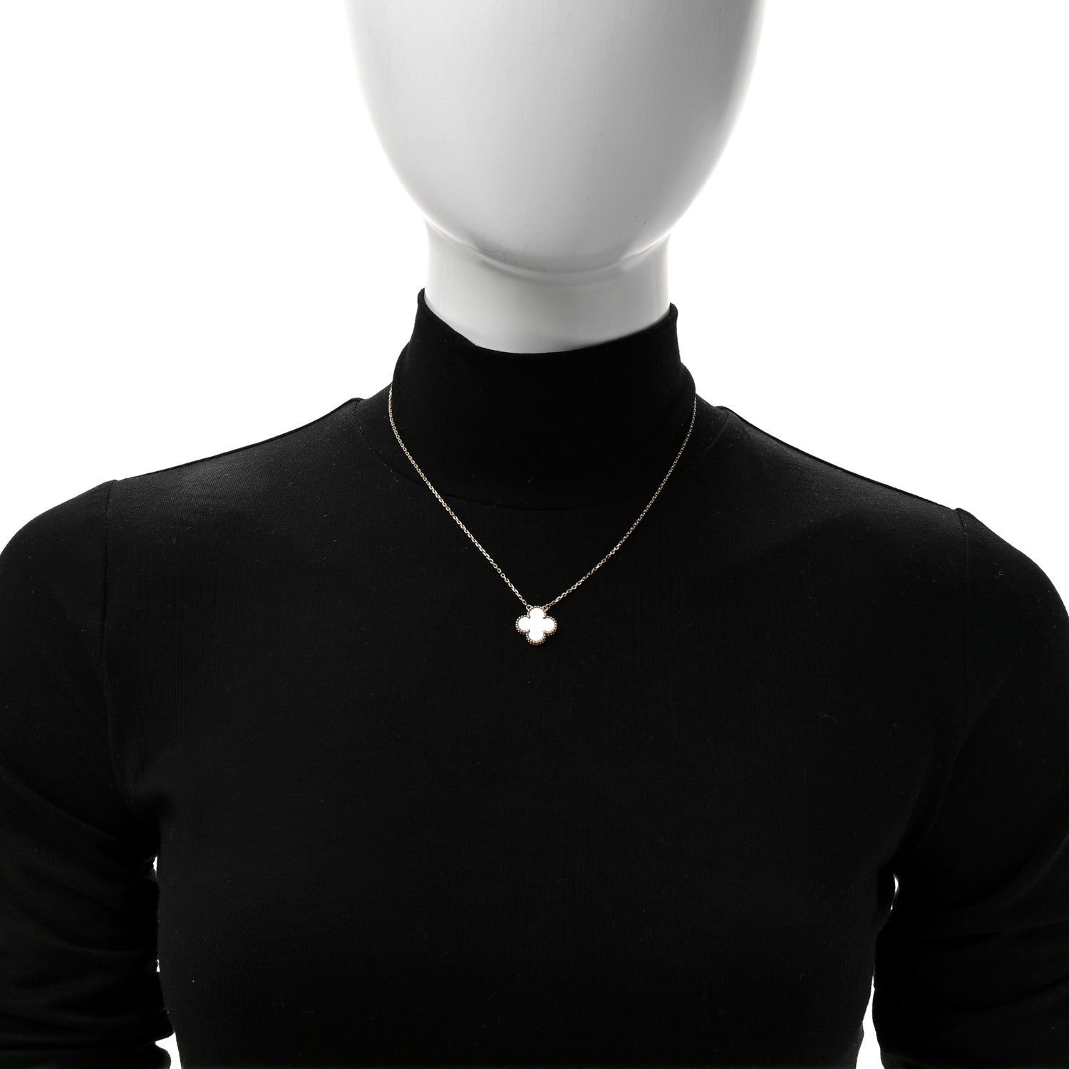 Van Cleef & Arpels 18K Yellow Gold Mother of Pearl Vintage Alhambra Pendant Necklace 2 of 7