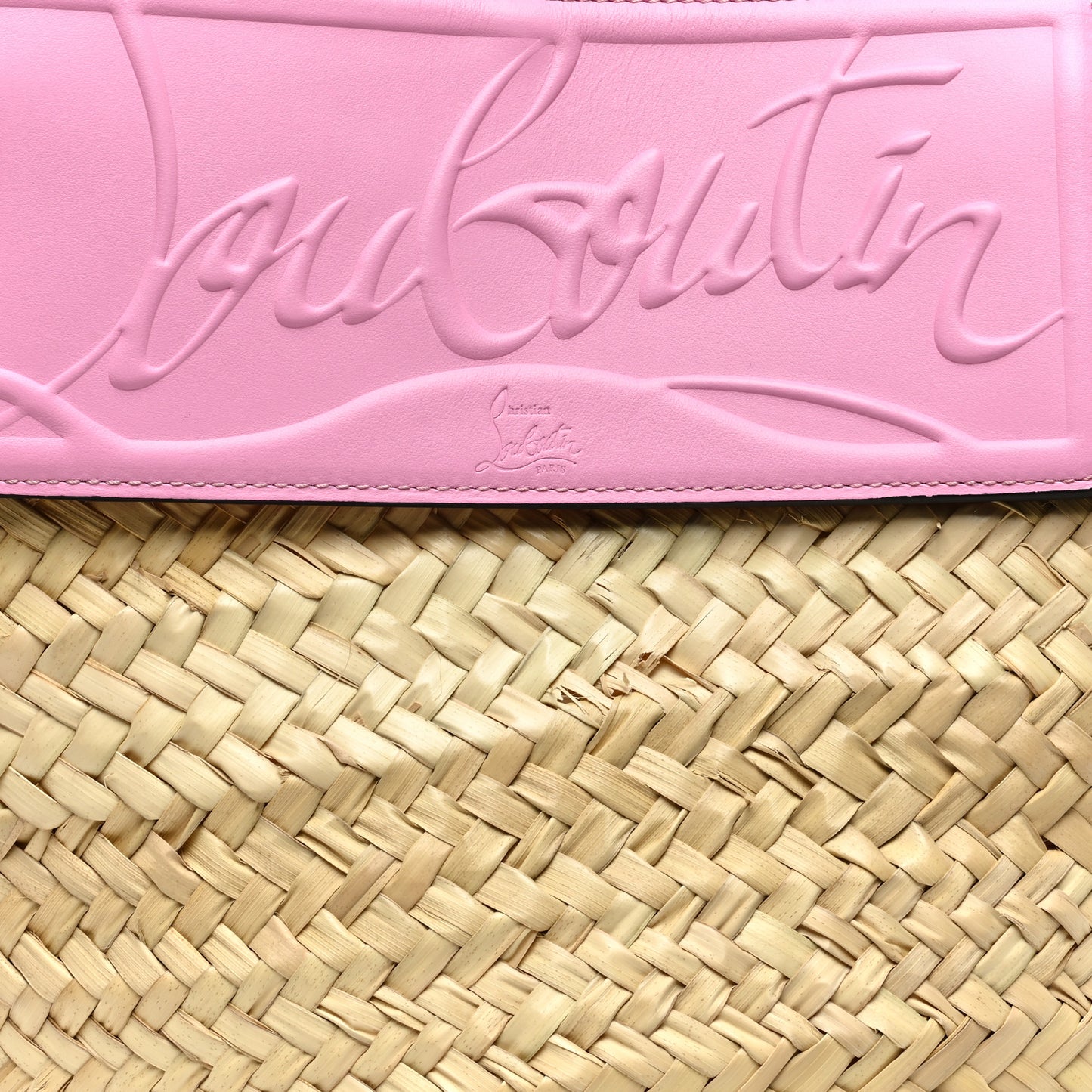 Woven Straw Loubishore Tote Pink