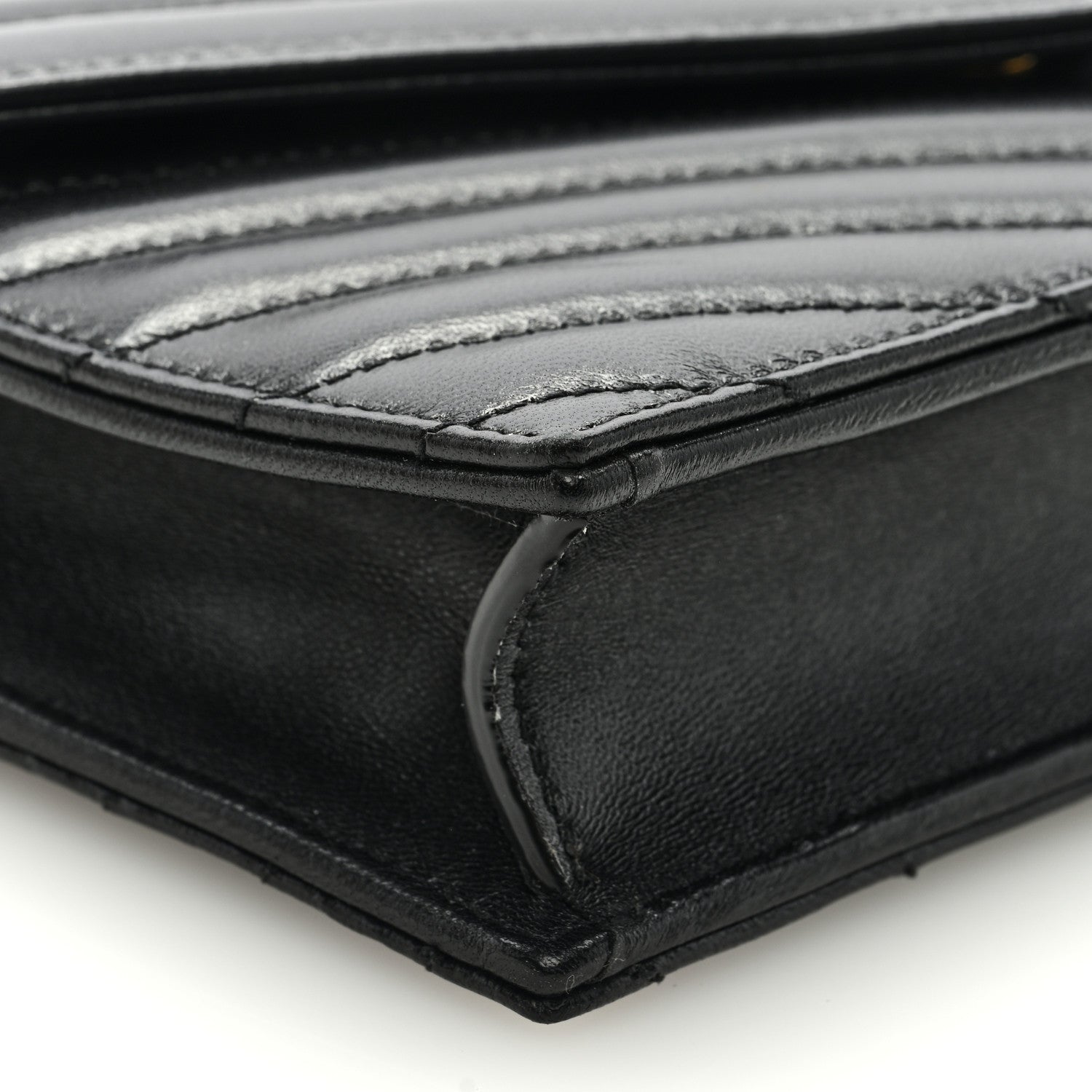Saint Laurent Matelasse Chevron Monogram Envelope Chain Wallet Black 7 of 8